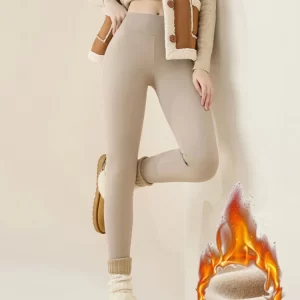 New Autumn Winter Rabbit Fleece Sharkskin Leggings Women Casual Basic Thicken Warm Leggings Brown Fleece Lined Tights