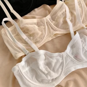 Half-cup large size lingerie ultra-thin bra large breasts show small sexy bra removable straps underwear female invisible back